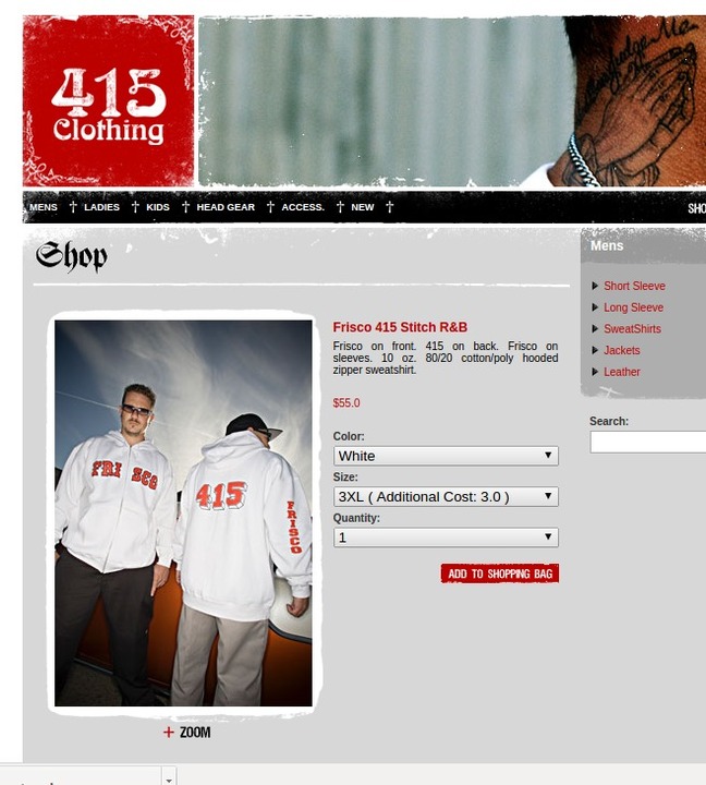 Auf 415clothing.com kann der 415-Enthusiast noch Kleidungsstücke mit der alten Vorwahl erwerben.