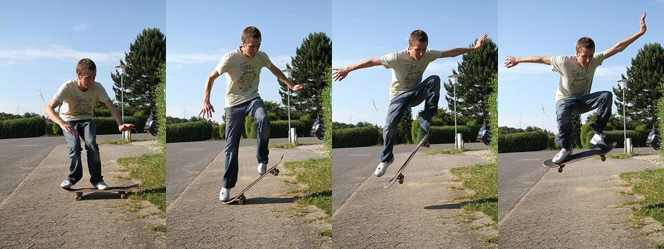 Ein Ollie, gesprungen von einem erfahrenen Skateboarder (Quelle: Wikipedia)