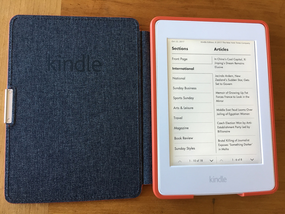 Für schlappe 19.99 Dollar im Monat kommt die New York Times jeden Tag auf Angelikas Kindle.