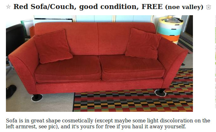 Unser altes Sofa suchte ein neues Zuhause.