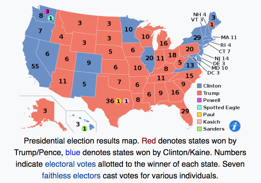 2016 hat Trump die Wahl gewonnen. Wird er 2020 wiedergewählt? Quelle: Wikipedia