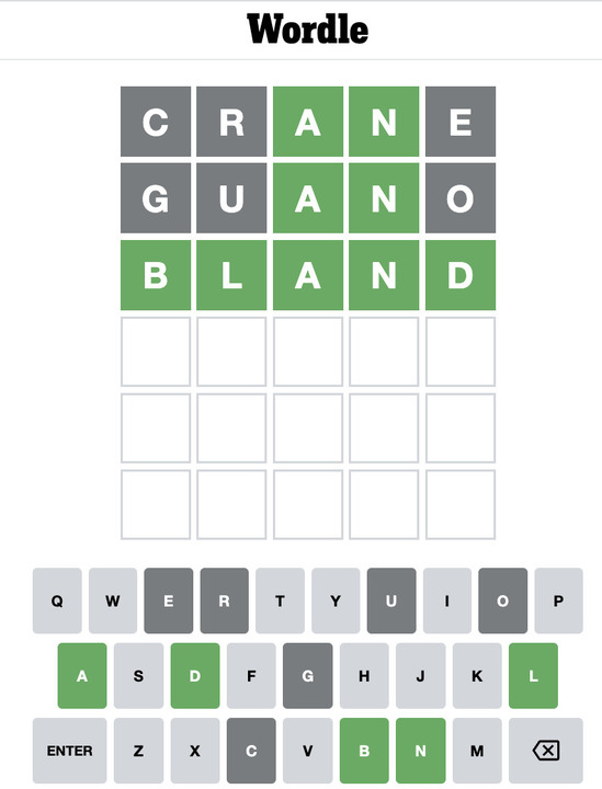 Das Wordle-Spiel auf der Seite der New York Times.