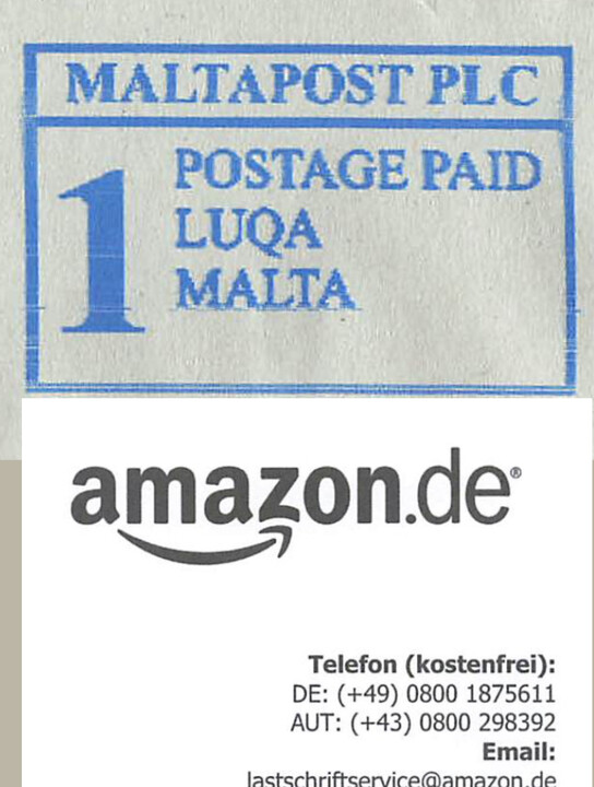 Aus Malta flattern seltsame Mahnungen von Amazon.de ins Haus.