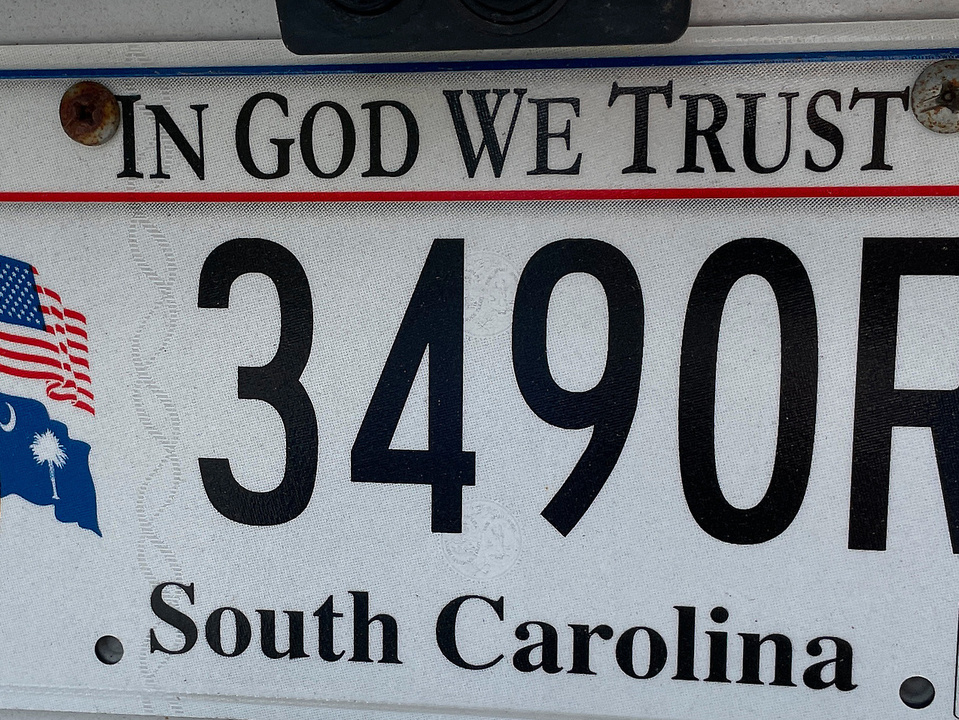 South Carolinas traditionelles Nummernschild