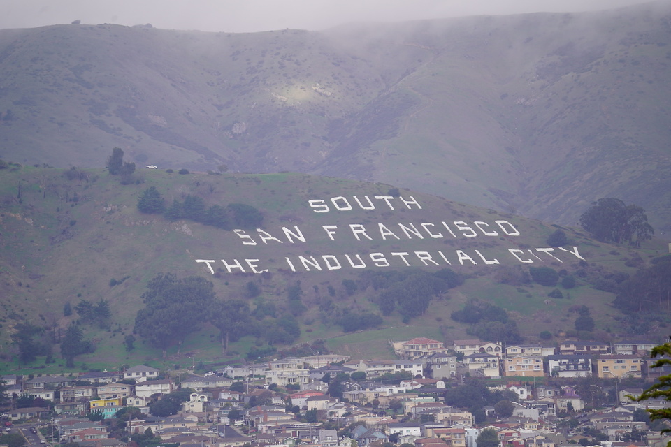 Die bekannten Lettern auf dem Hügel in South San Francisco