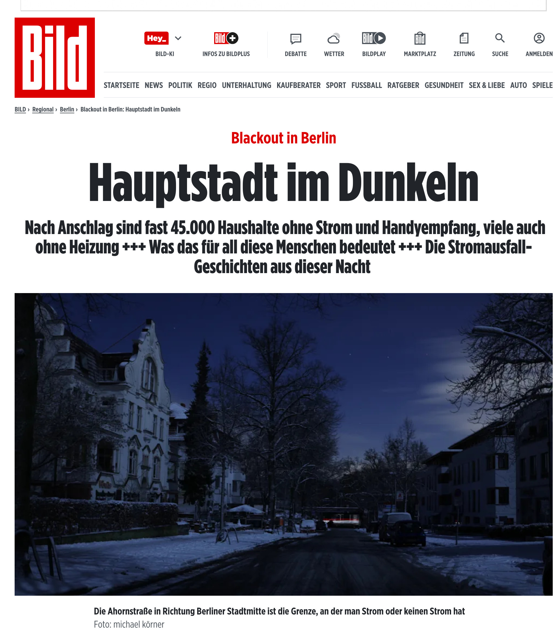 Auch in Berlin ist der Strom weg.