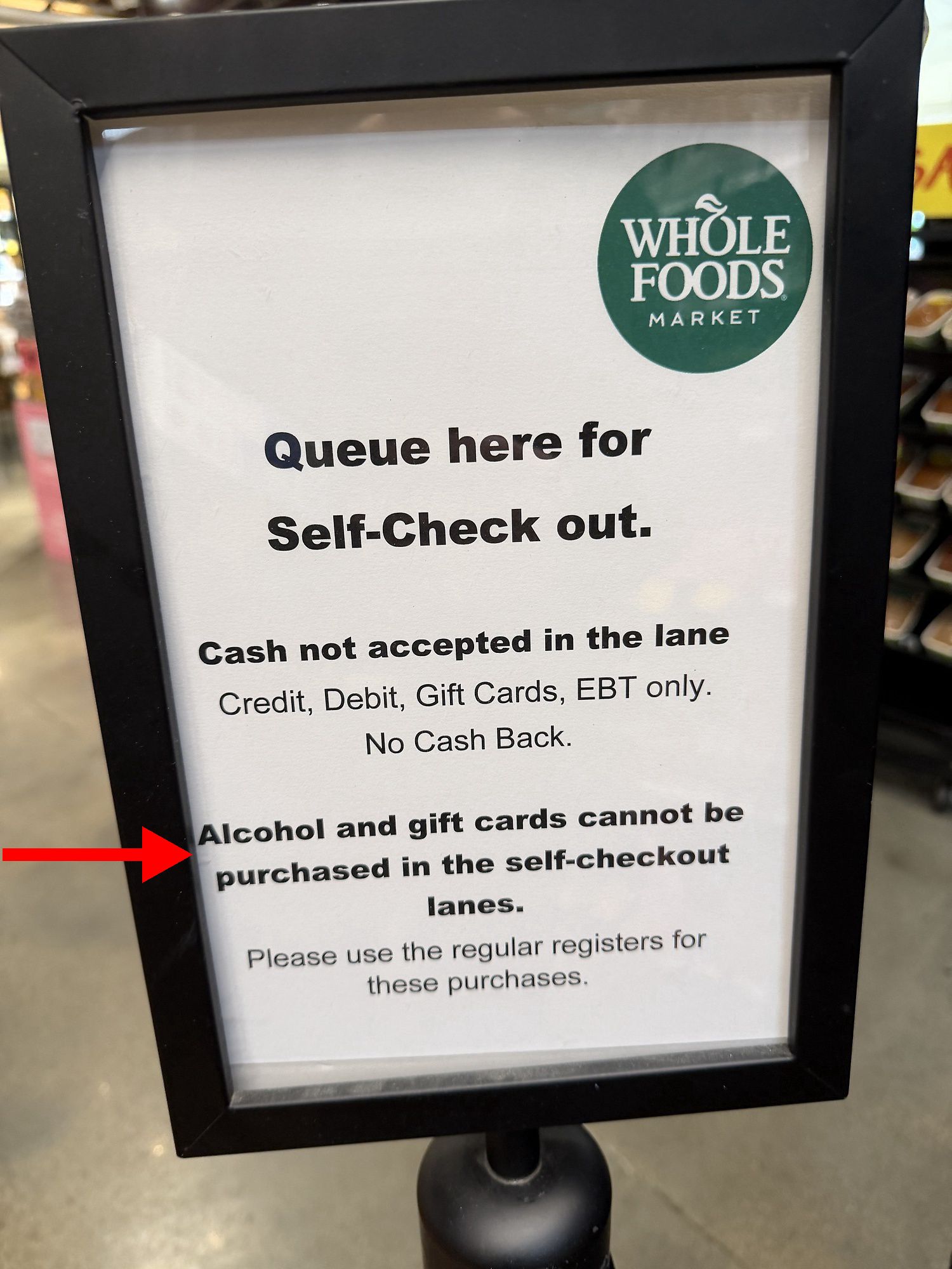 Kein Alkohol durch den Self-Checkout beim Whole-Foods-Supermarkt