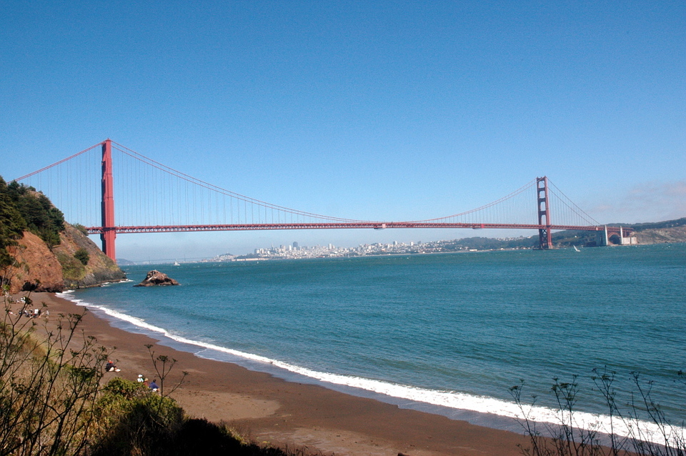 Der Geheimstrand "Kirby Cove" nördlich der Golden Gate Bridge.