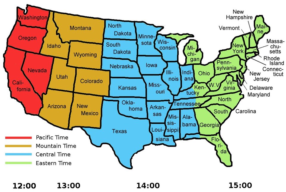 Die Zeitzonen Amerikas