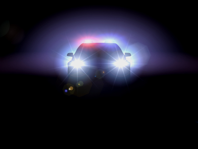 Huch! Ein Polizeiauto verfolgt uns!