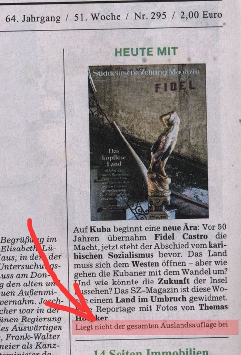 Der SZ-Versand packt mal wieder das Magazin nicht bei.
