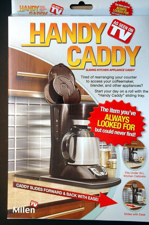 "Handy Caddy", der fahrbare Untersatz für Kaffeemaschinen.