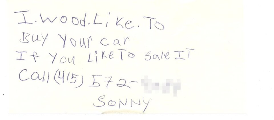 Jemand möchte unser altes Auto kaufen.